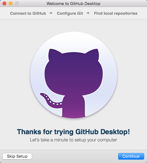 GitHub Desktop setup welcome