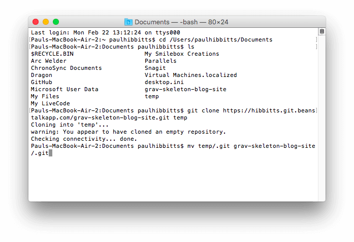 Mac OS Terminal application move folder command entered