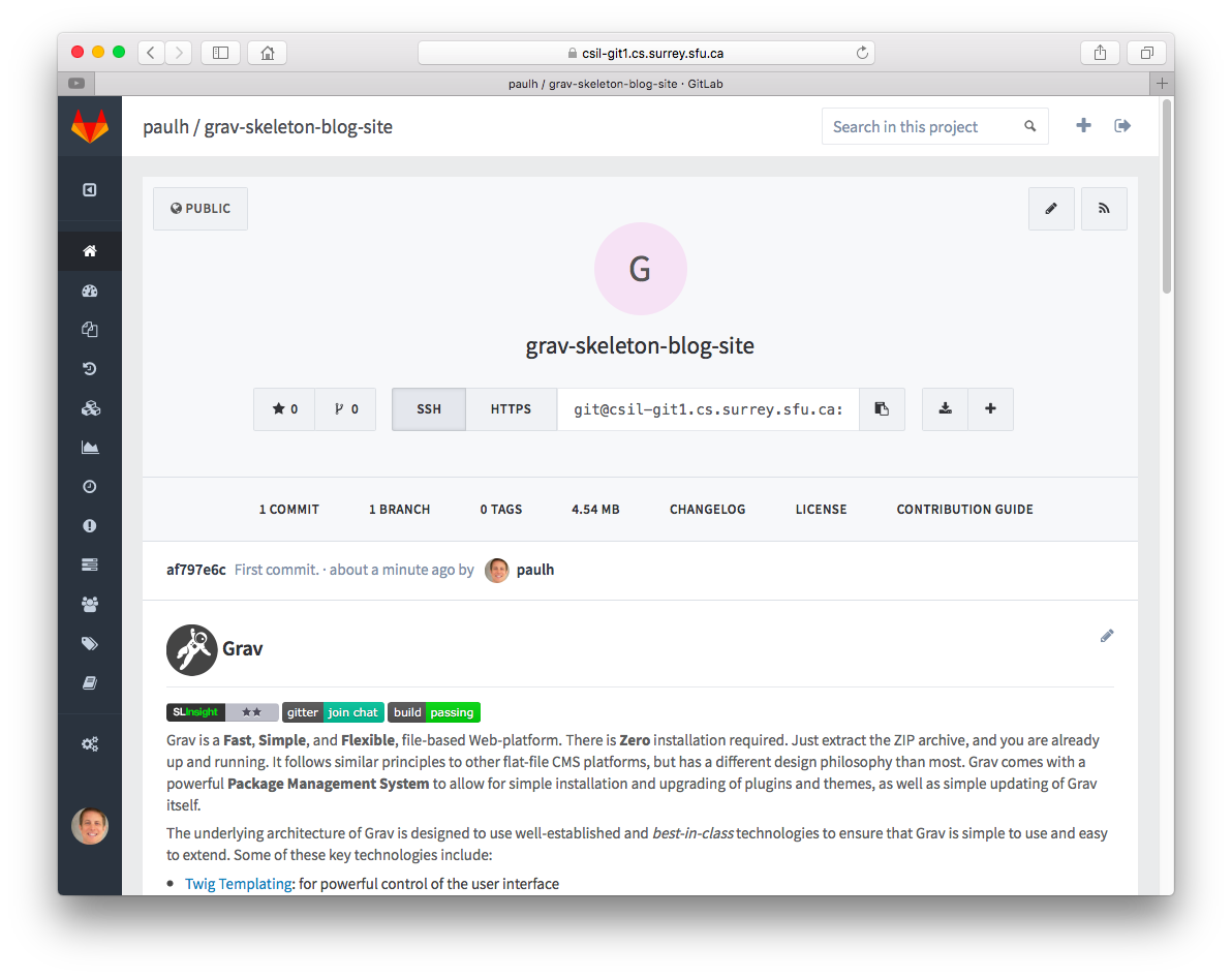 GitLab Project Page with updated files